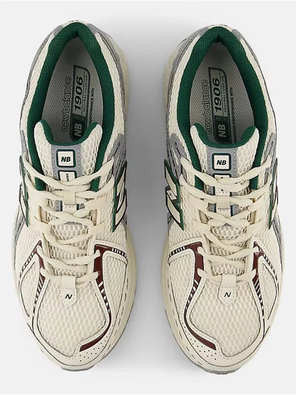 New Balance Men’s 1906R Sneakers in Cream with Green and Gray Accents